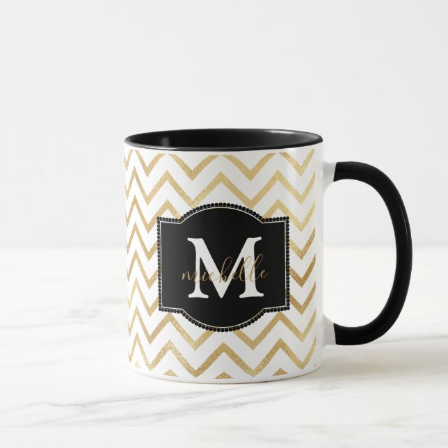 Mug Zags Gold Zig Monogramme Personnalisé (Droite)