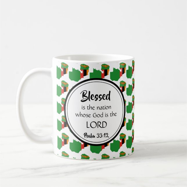 Mug ZAMBIE Monogramme Nation Béni Écriture Chrétienne (Gauche)