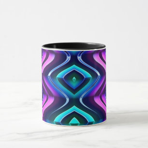 Mug ~ Zany 3D Fractal ~ Purple Aqua Black ~