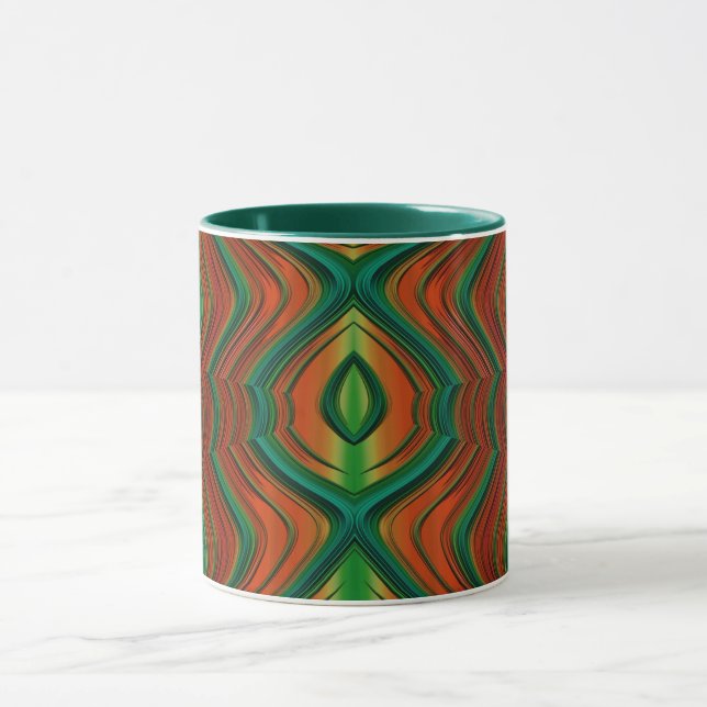 Mug ~ Zany 3D Fractal ~ Vert Rouge Jaune Noël (Centre)
