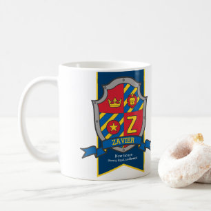Mug Zavier lettre Z chevalier heraldique nom