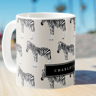 Mug Zebra Exotic Animal Motif Beige