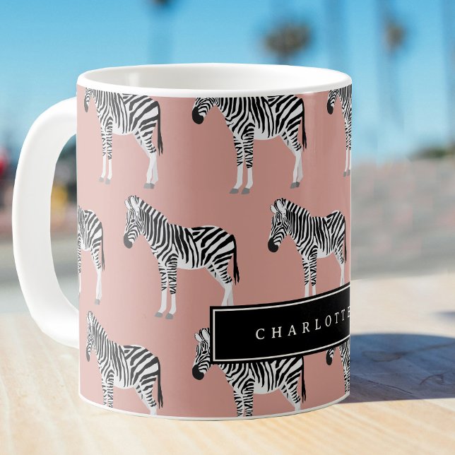 Mug Zebra Exotic Animal Motif rose pâle (Zebra Exotic Animal Pattern Blush Pink Coffee Mug)