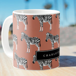 Mug Zebra Exotic Animal Motif Terracotta Orange