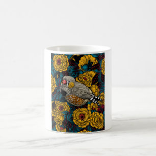 Mug Zebra finch et buisson rose
