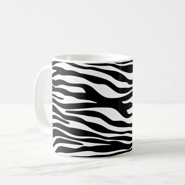 Mug Zebra Print, Zebra Stripes, Noir Et Blanc (Devant gauche)