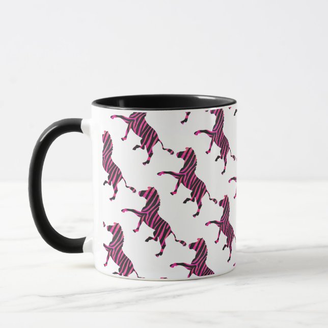 Mug Zebra Silhouette noir et rose chaud (Gauche)