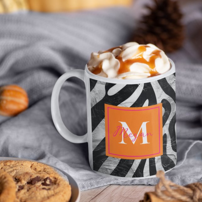 Mug Zèbre Artistique Grandes Orange & Rose Chaud Styli (Créateur téléchargé)