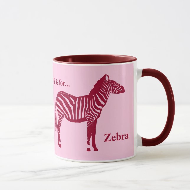 Mug Zèbre - Bourgogne et rose (Droite)