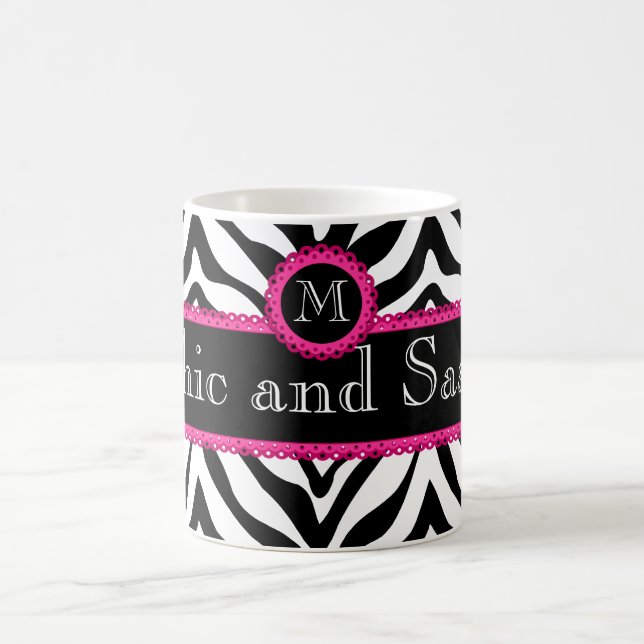 Mug Zèbre et Dentelle Élégant et Chic Monogramme (Centre)