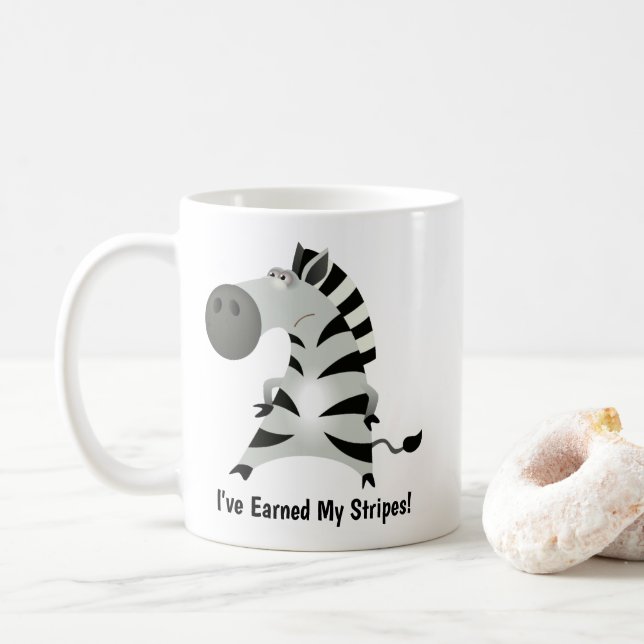 Mug Zèbre mignon : J'ai gagné mes rayures ! (Avec donut)