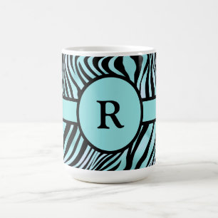 Mug Zèbre personnalisé imprimé noir et Turquoise Turqu