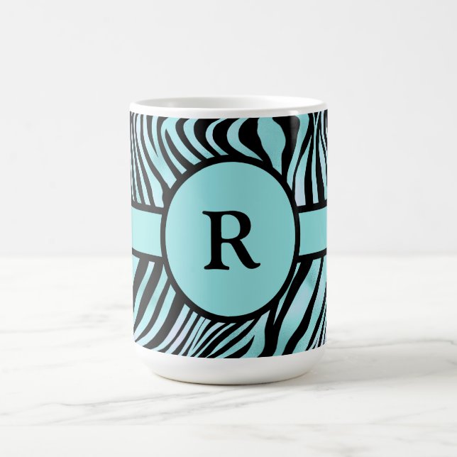 Mug Zèbre personnalisé imprimé noir et Turquoise Turqu (Centre)