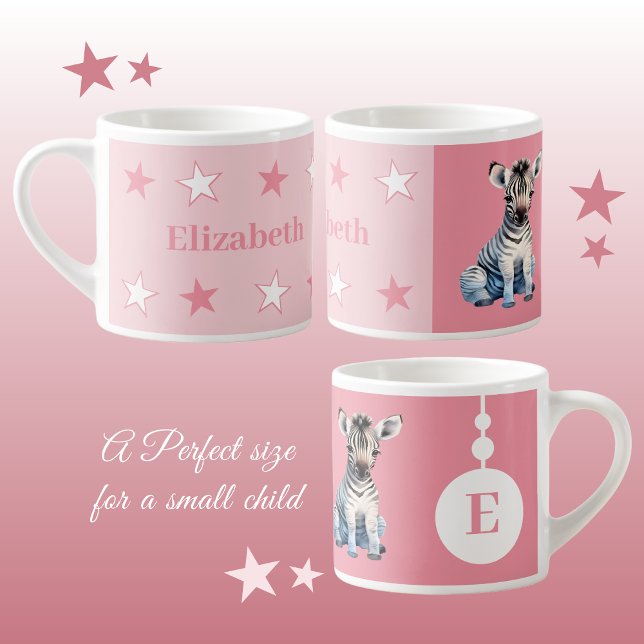 Mug zèbre pour enfants nom personnalisé rose (Créateur téléchargé)