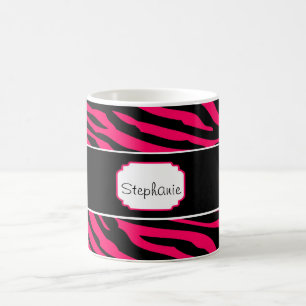 Mug Zèbre rose et noir Boug de café personnalisé