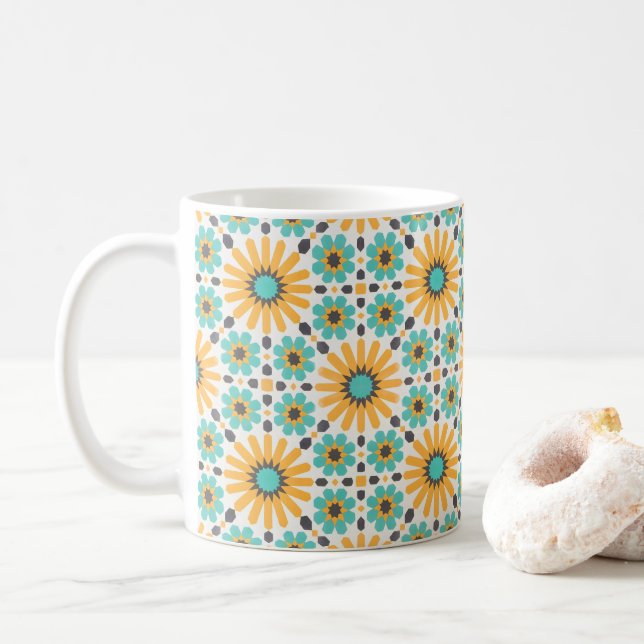 Mug Zellige Radiance : Géométrie Andalouse colorée (Avec donut)