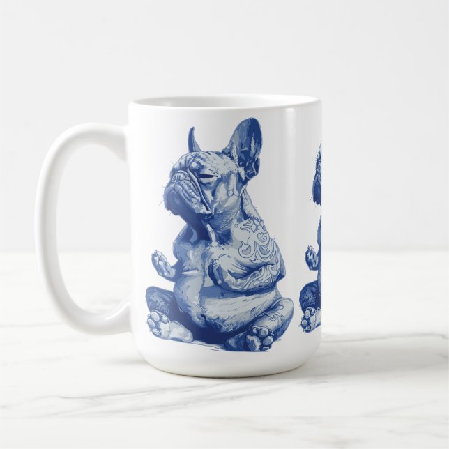 Mug Zen Bulldog en position de méditation Art (Gauche)