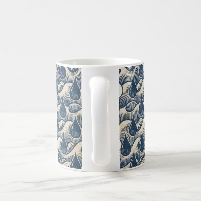 Mug Zen cup- Droplet and Wave Illusion Art (Poignée)