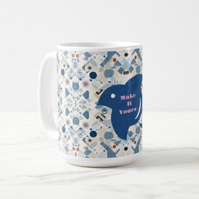 Mug ZEN：Soft Blue & White Serenity Customizable  (Devant gauche)