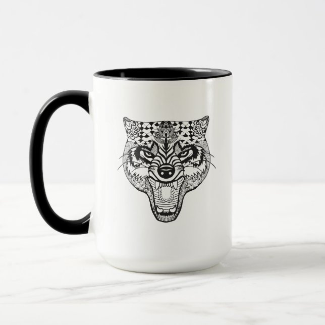 Mug Zentangle a inspiré le loup (Gauche)