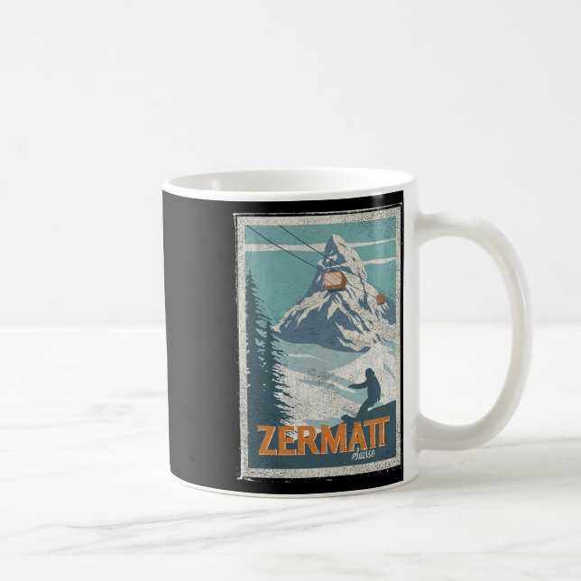 Mug Zermatt Suisse Ski de fond Planche à neige Hiver (Droite)