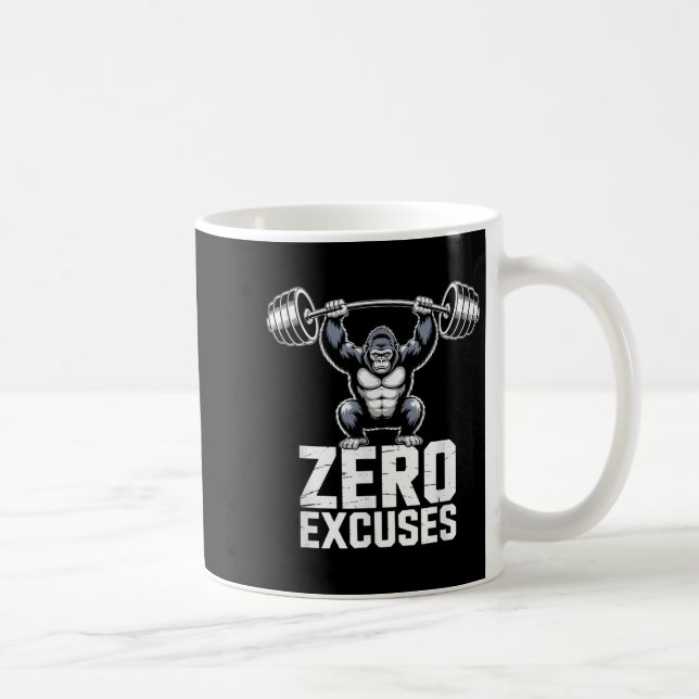 Mug Zero Excuses Gorilla Gym Motivational Workout  (Droite)