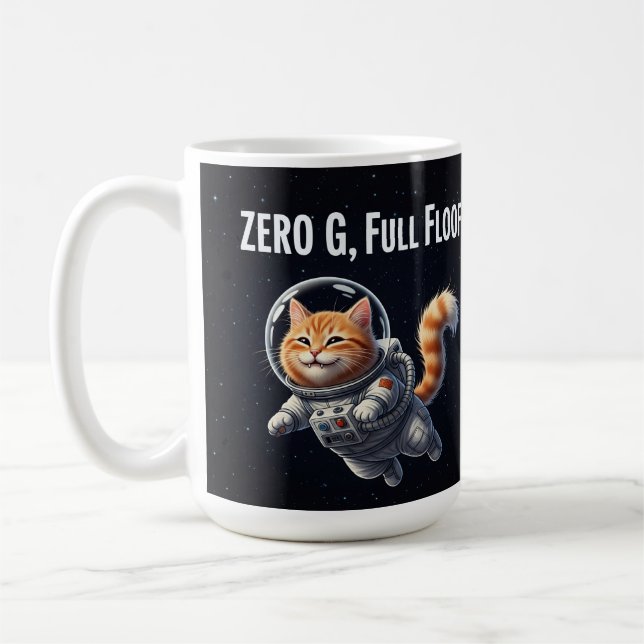 Mug Zéro G, Tout Fluff ! Chat Spatial Adorable (Gauche)