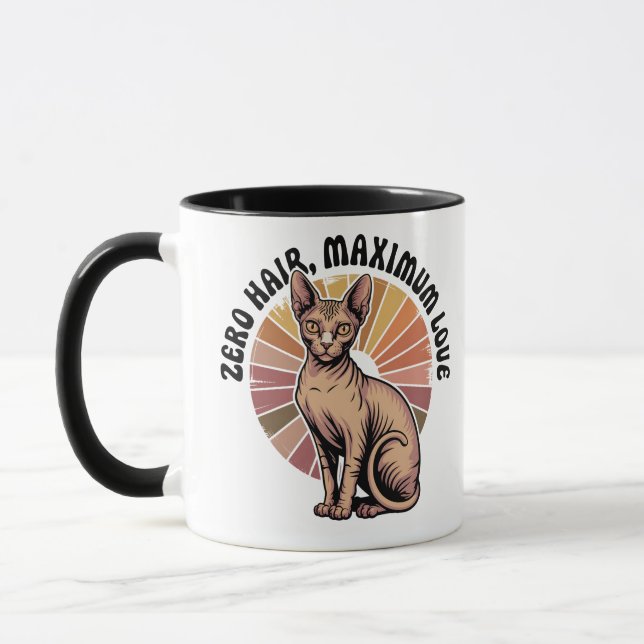 Mug Zéro poil, amour maximum Sphynx Art (Gauche)
