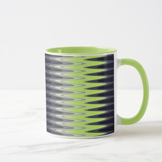 Mug Zig Zag Lime Green Black White Grey Motif (Droite)