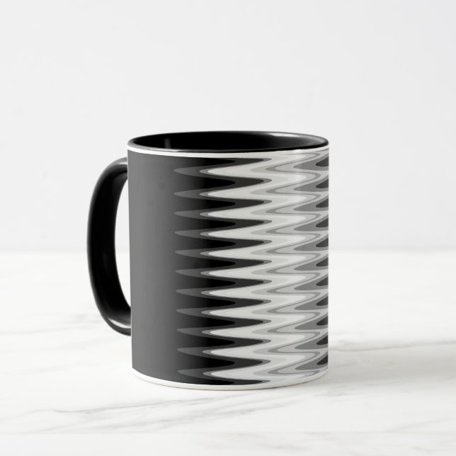 Mug Zig Zag noir blanc gris Motif (Devant gauche)