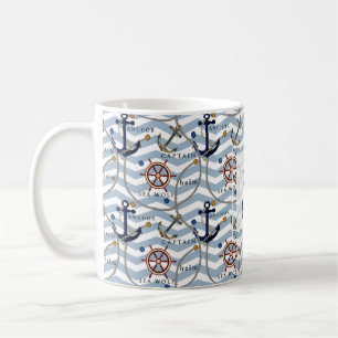 Mug Zigzag bleu rayé blanc de l'ancre marine