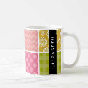 Mug Zigzag, Chevron, Pois, En vichy, Votre Nom