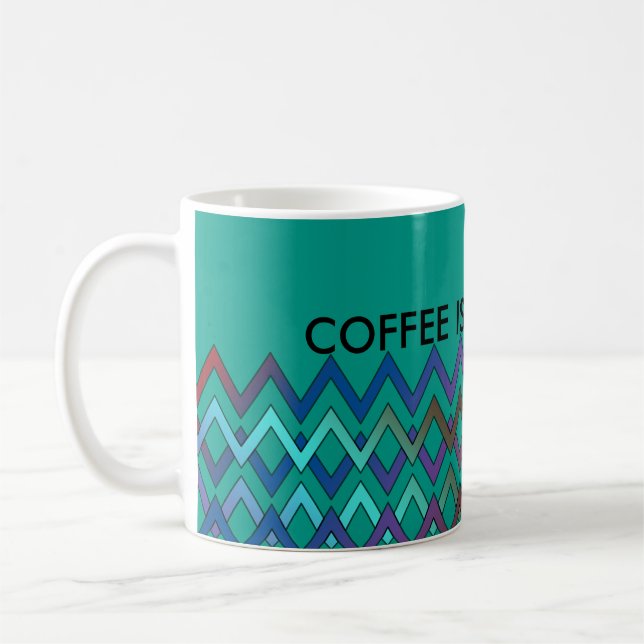 Mug ZIGZAG diamants - couleur + votre backgr. & idées (Gauche)