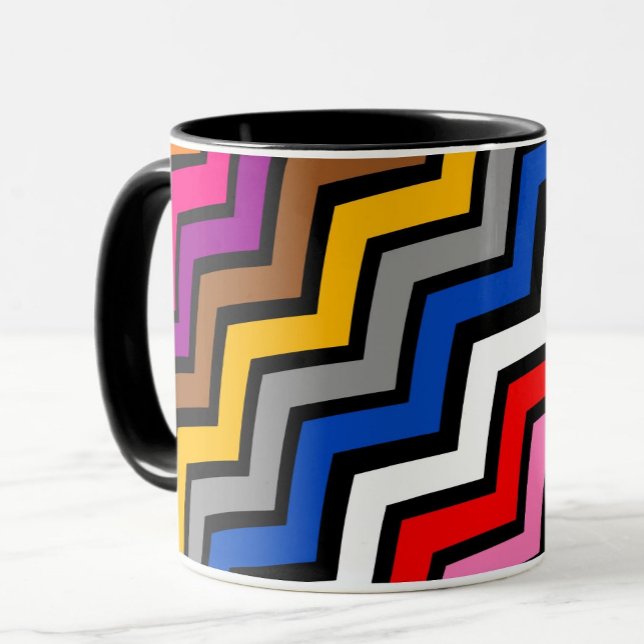 Mug Zigzag multicolore Chevron Design noir (Créateur téléchargé)