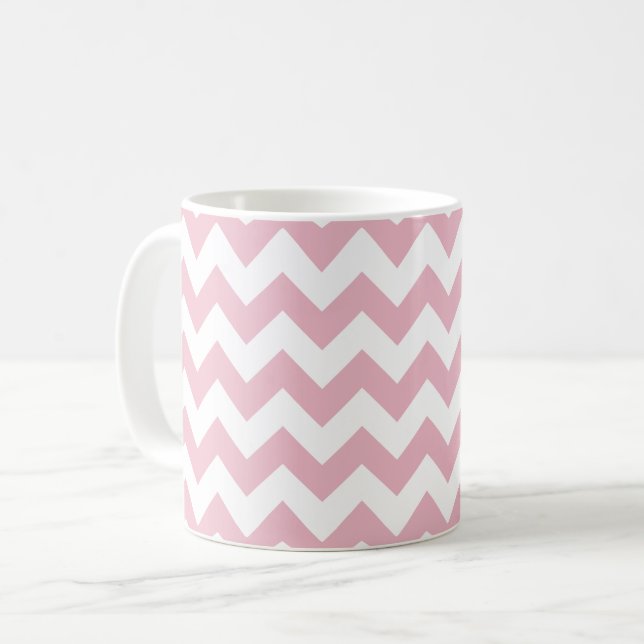 Mug Zigzag rose, Chevron rose, Motif géométrique (Devant gauche)