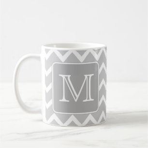 Mug Zigzags gris et blancs avec le monogramme fait sur