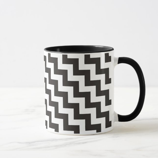 Mug Zigzags Ringer Mug, Chevrons noirs et blancs (Droite)