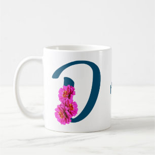 Mug Zinnia Flowers Monogramme Initial D Votre Nom
