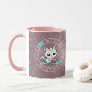 Mug Zodiac Aquarius Cute Chat Roue Planète Astrologie