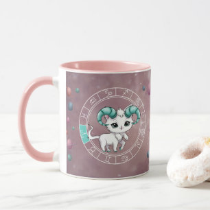 Mug Zodiac Aries Cute Chat Roue Planète Astrologie