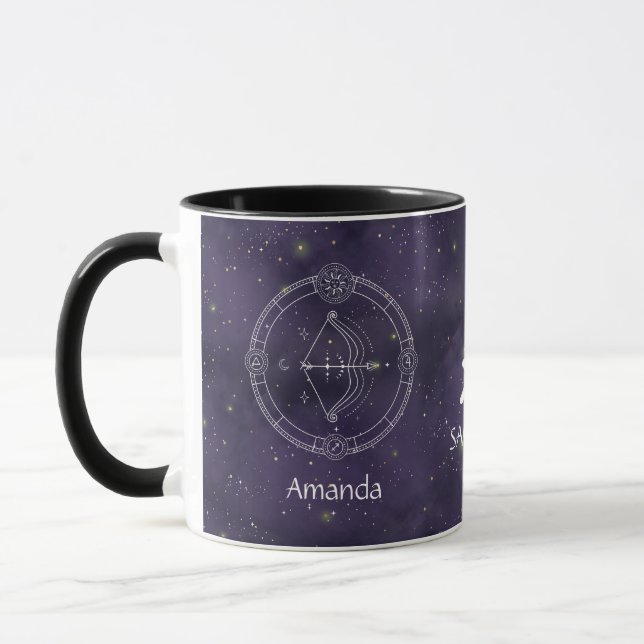 Mug Zodiac Sagittarius Aquarelle Boue personnalisable (Gauche)