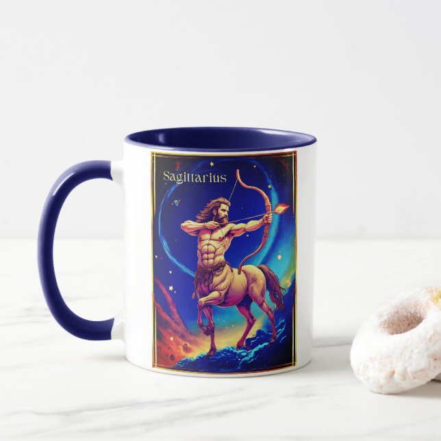 Mug  Zodiac Sign Sagittarius as the Celestial Archer (Avec donut)