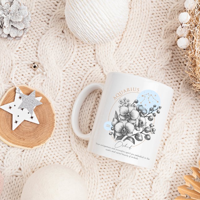Mug Zodiaque Verseau Constellation Florale Astrologie  (Aquarius mug)