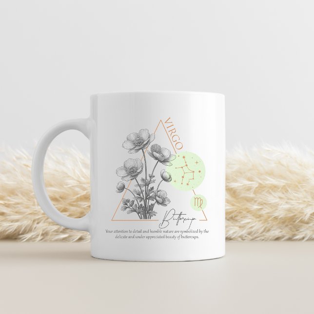 Mug Zodiaque Vierge Bouton d'or Constellation Astrolog (Virgo Astrology Mug Floral Buttercup Zodiac Birthday Gift)