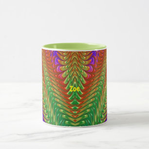 Mug ZOE ~ Zany 3D ~ Vert, rouge, orange et violet