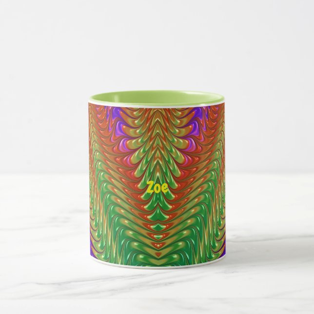 Mug ZOE ~ Zany 3D ~ Vert, rouge, orange et violet (Centre)