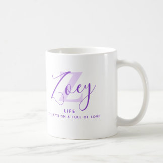 Mug Zoey name meaning monogram Z purple