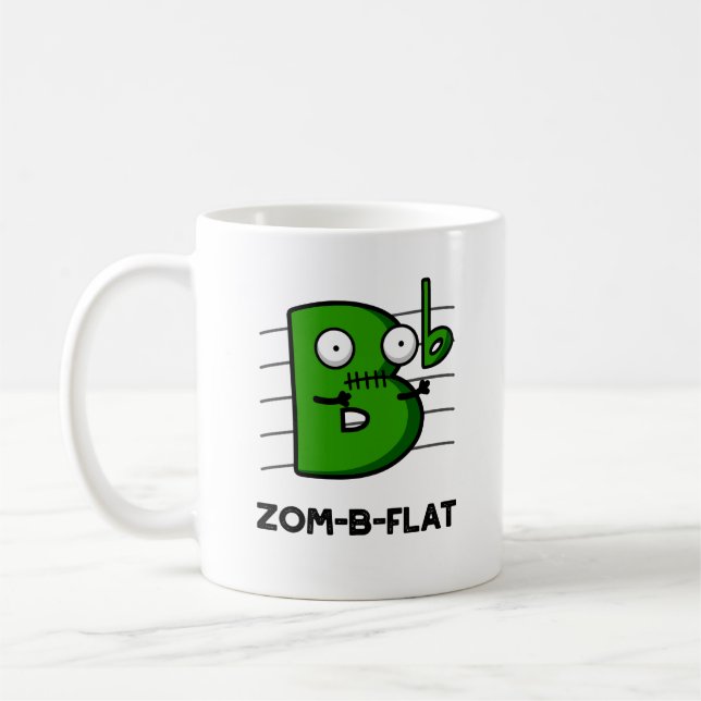 Mug Zom-B-Flat Drôle Halloween Zombie Musique Pun (Gauche)