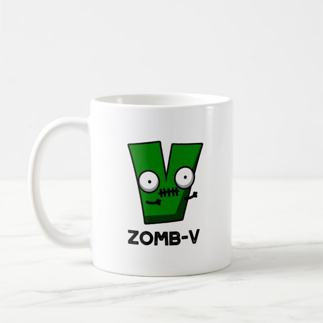 Mug Zomb-V Drôle Halloween Zombie Alphabet V Pun (Gauche)