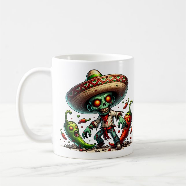 Mug Zombie Cinco de Mayo Homme et poivrons chauds (Gauche)